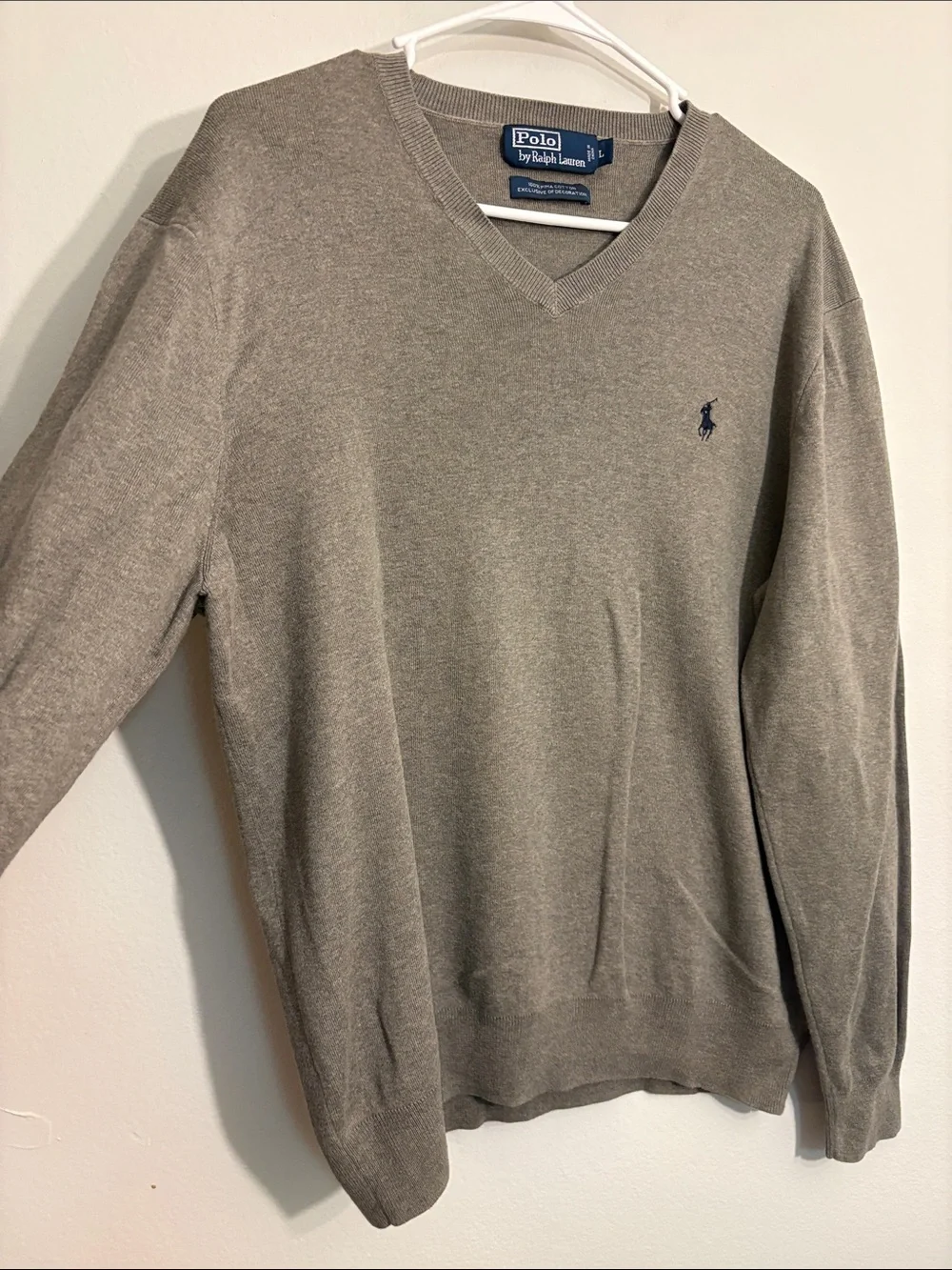 Polo by Ralph Lauren Men's V-Neck Sweater Light Gray